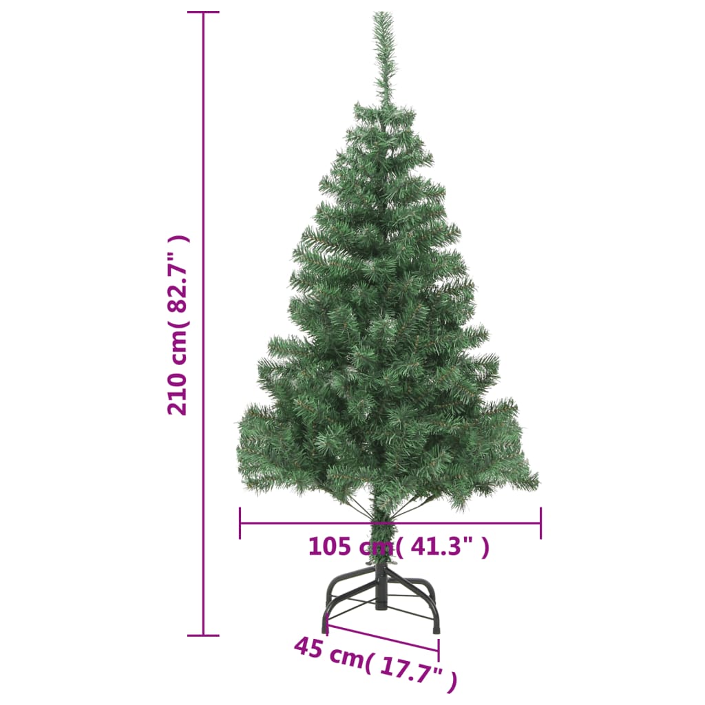 vidaXL クリスマスツリー スチール製スタンド付き 210cm 枝910本 フェイク