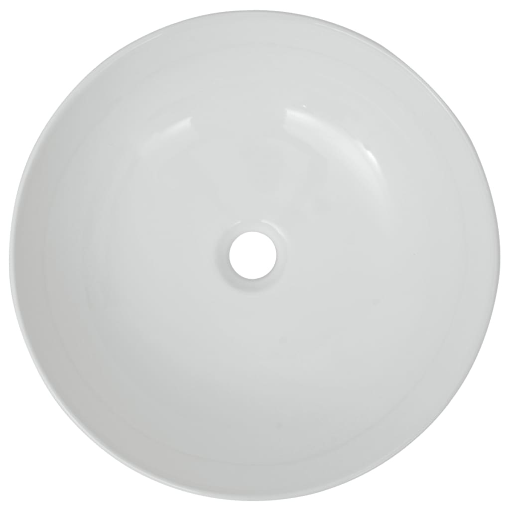 vidaXL 洗面ボウル 41.5x13.5cm 丸型 陶器製 ホワイト