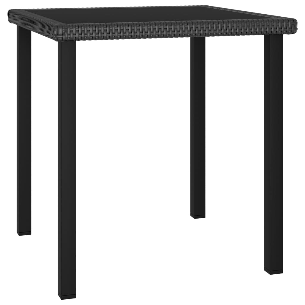 vidaXL ガーデンダイニングテーブル 70x70x73cm ポリラタン製 ブラック