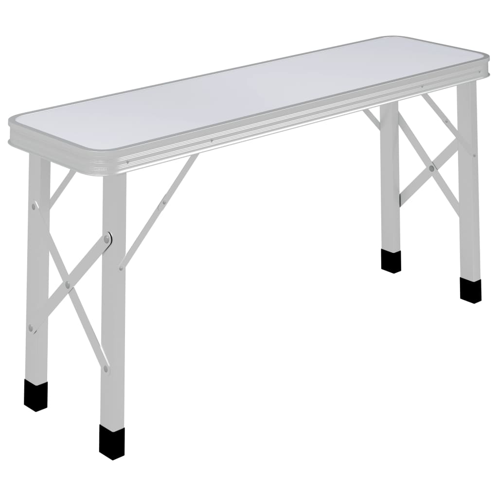 vidaXL 折りたたみキャンプテーブル ベンチ2点付き アルミ製 ホワイト