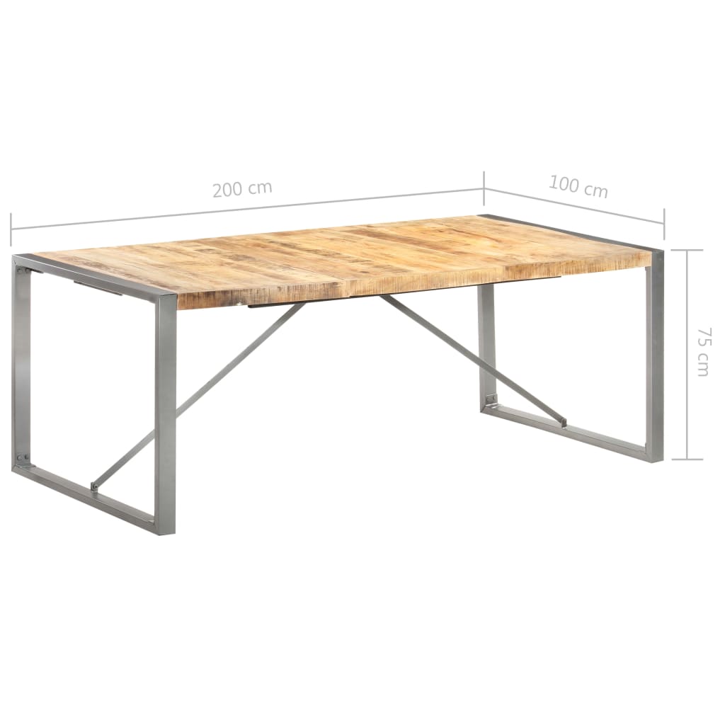 vidaXL ダイニングテーブル 200x100x75cm マンゴー無垢材 (粗目)