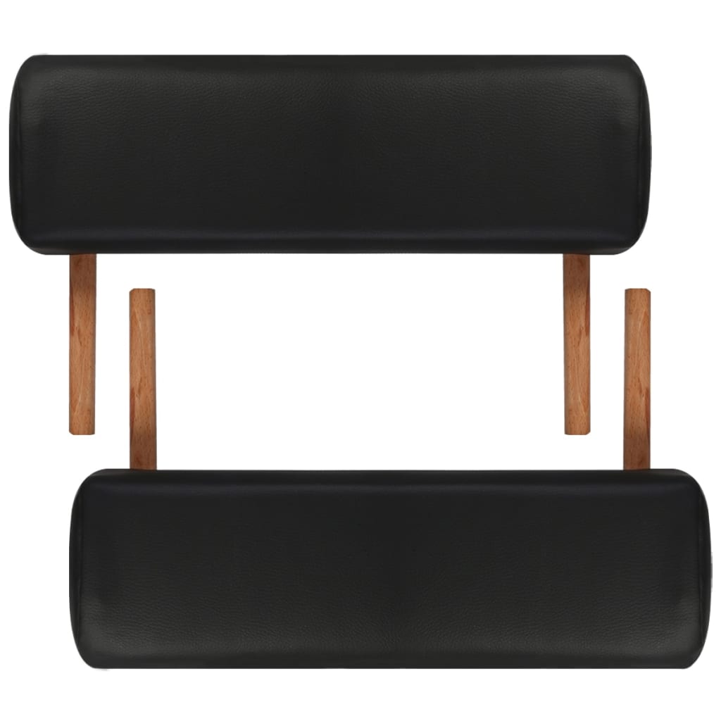 vidaXL 折りたたみ式マッサージテーブル 二つ折り 木製フレーム付き ブラック