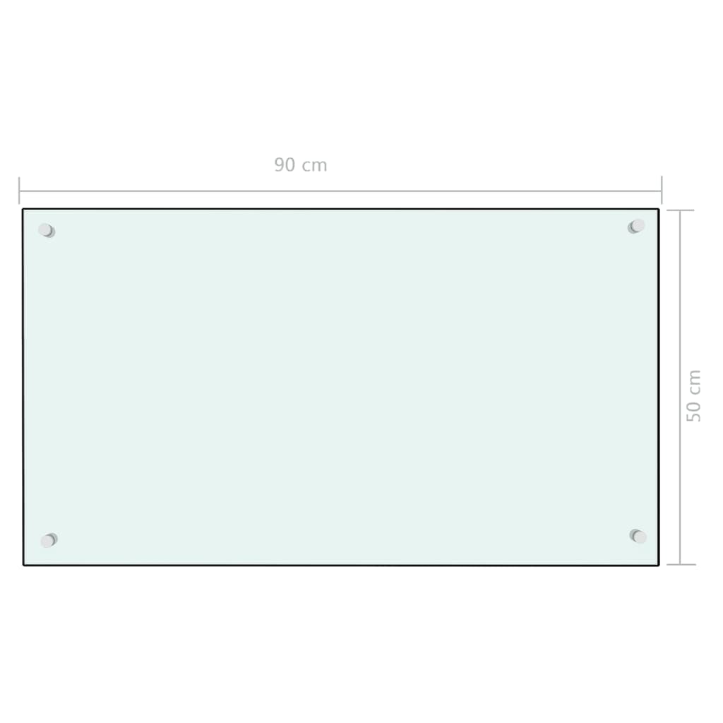 vidaXL キッチン用 汚れ防止板 ホワイト 90x50cm 強化ガラス製