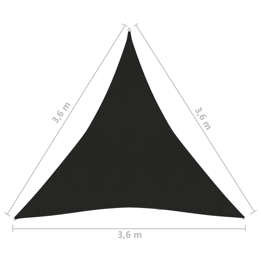 vidaXL サンシェードセイル 160g/m² ブラック 3.6x3.6x3.6m 高密度ポリエチレン