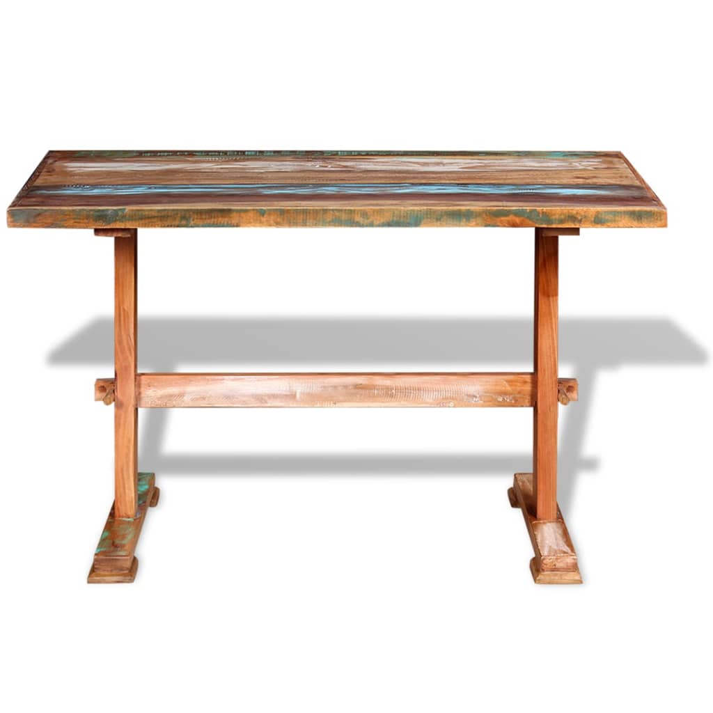 vidaXL 台座ダイニングテーブル 無垢の再生木材 120x58x78 cm