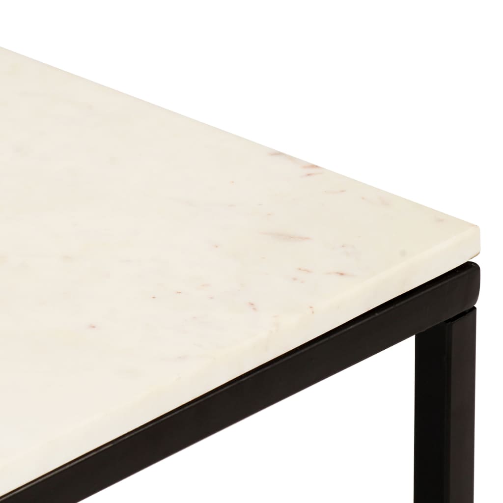 vidaXL コーヒーテーブル ホワイト 40x40x35cm 天然石 大理石風