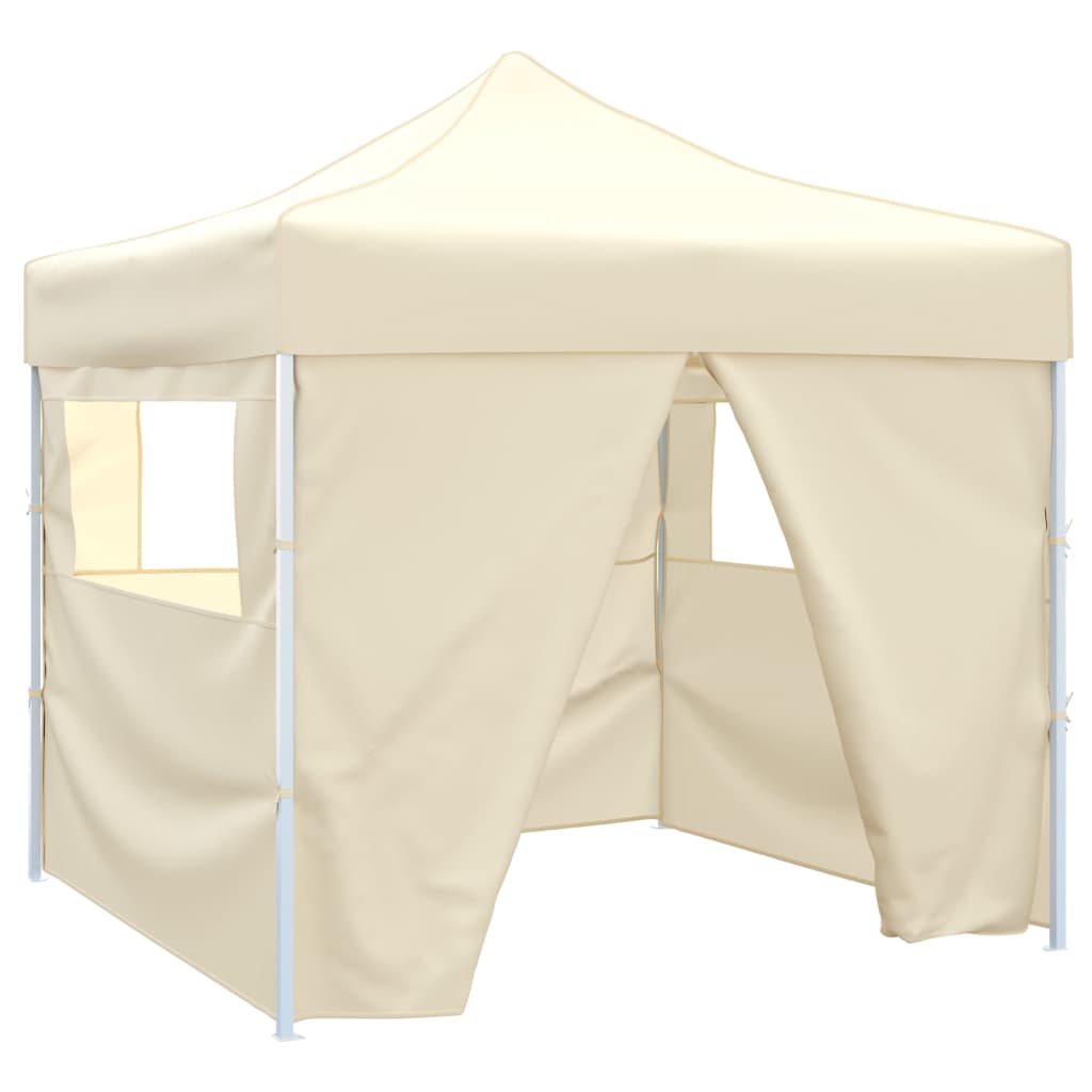 vidaXL 折りたたみ式テント クリーム 3x3m サイドウォール4枚