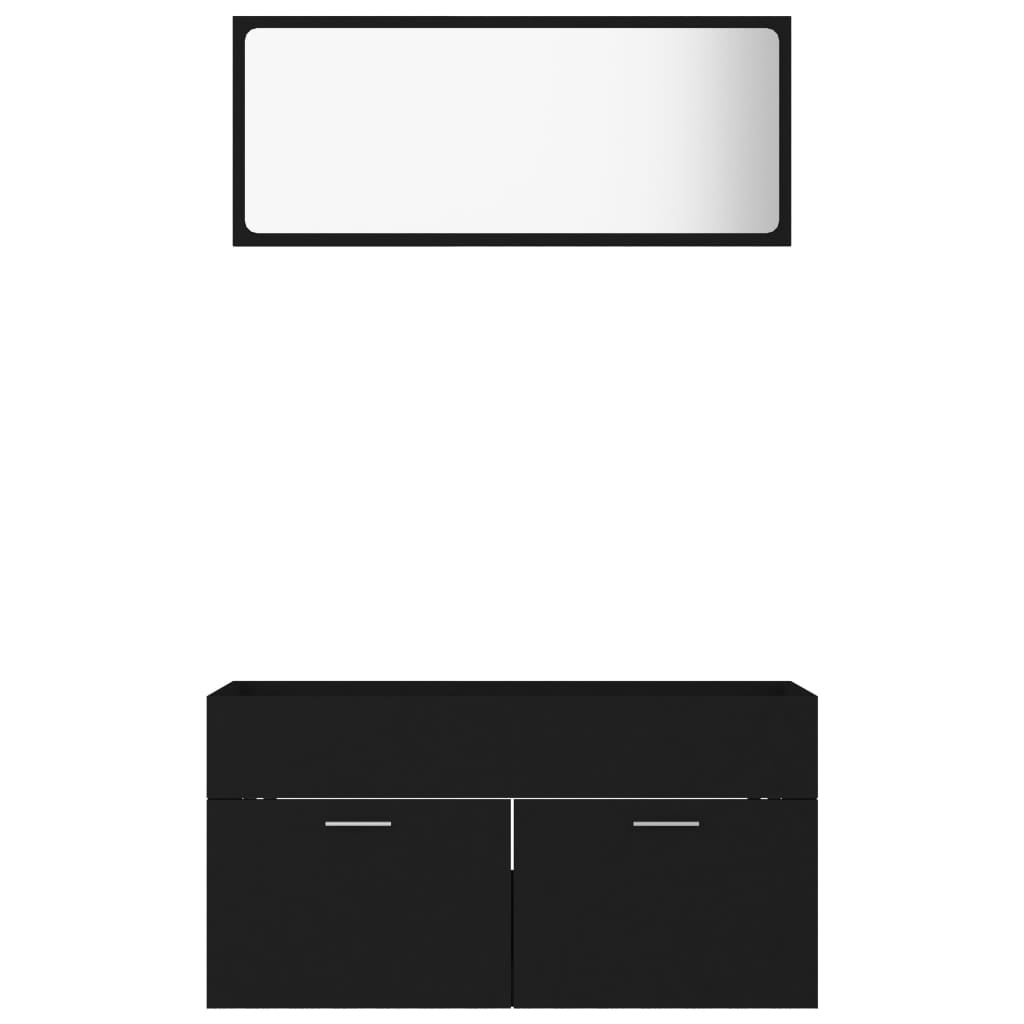 vidaXL バスルーム家具2点セット ブラック パーティクルボード
