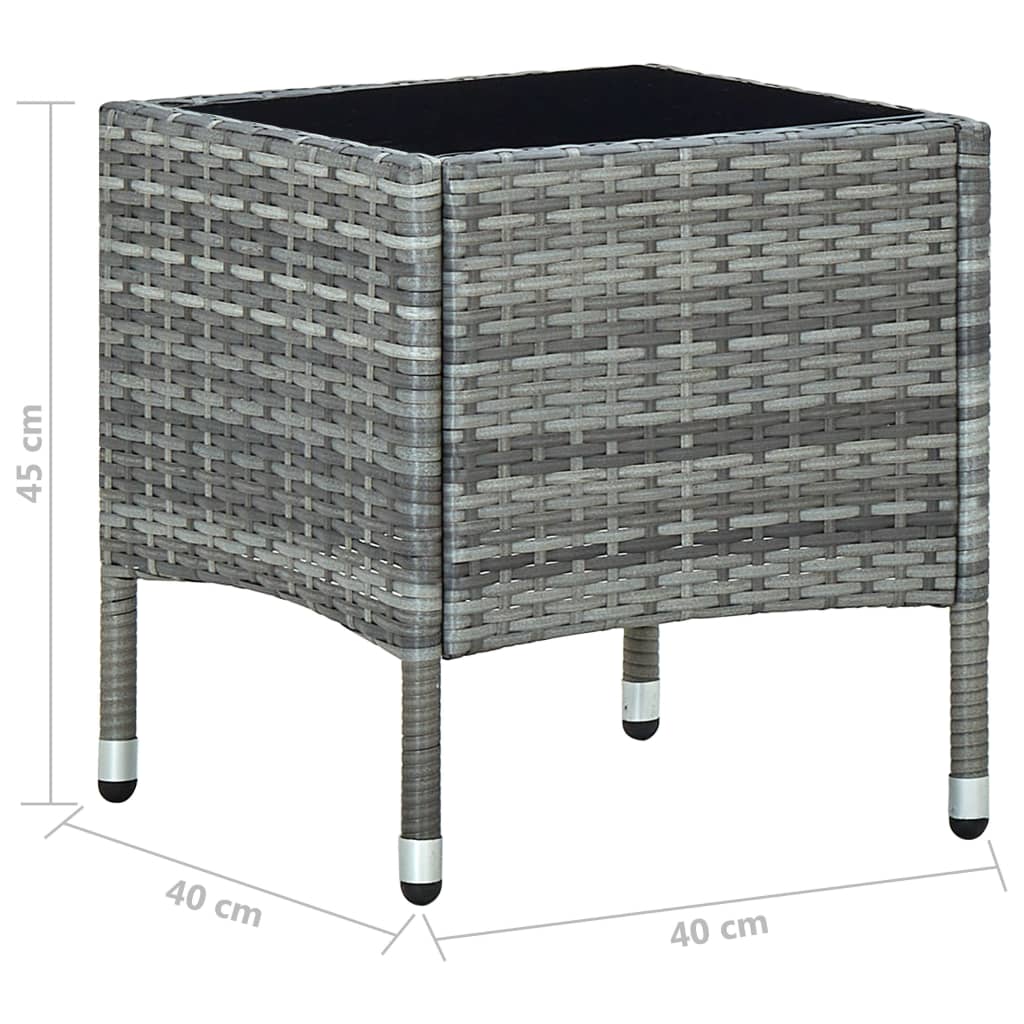 vidaXL ガーデンティーテーブル 40 x 40 x 45 cm ポリラタン製 グレー