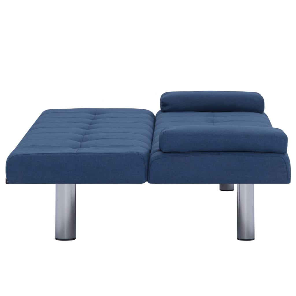 vidaXL ソファベッド 枕2点付き ブルー ポリエステル製