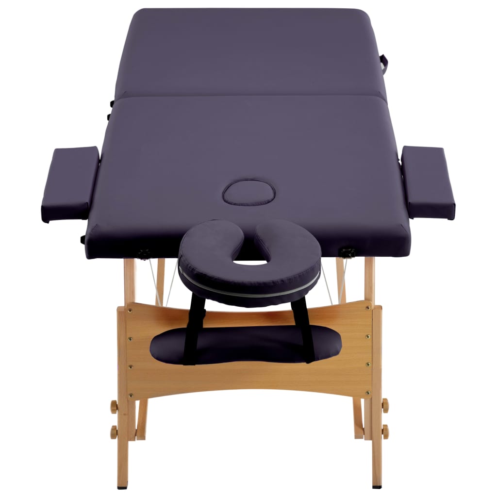 vidaXL 折りたたみ式マッサージテーブル 二つ折り 木製 パープル