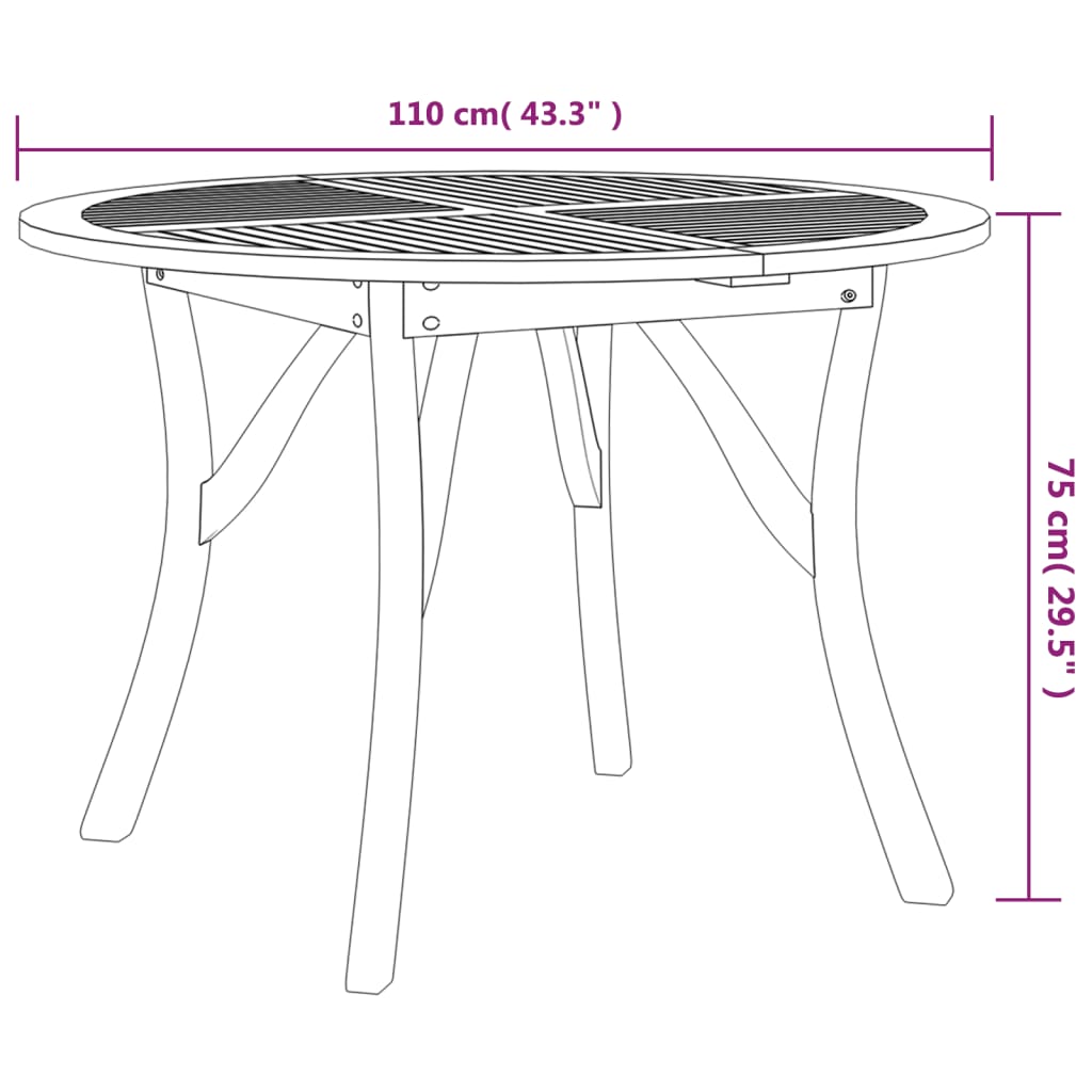 vidaXL ガーデンテーブル 直径110cm アカシア無垢材