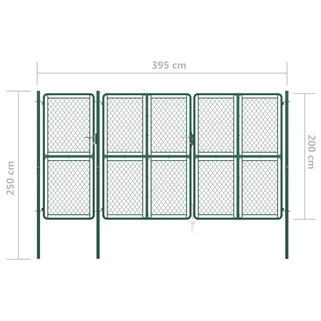 vidaXL ガーデンゲート 200x395cm スチール製 グリーン