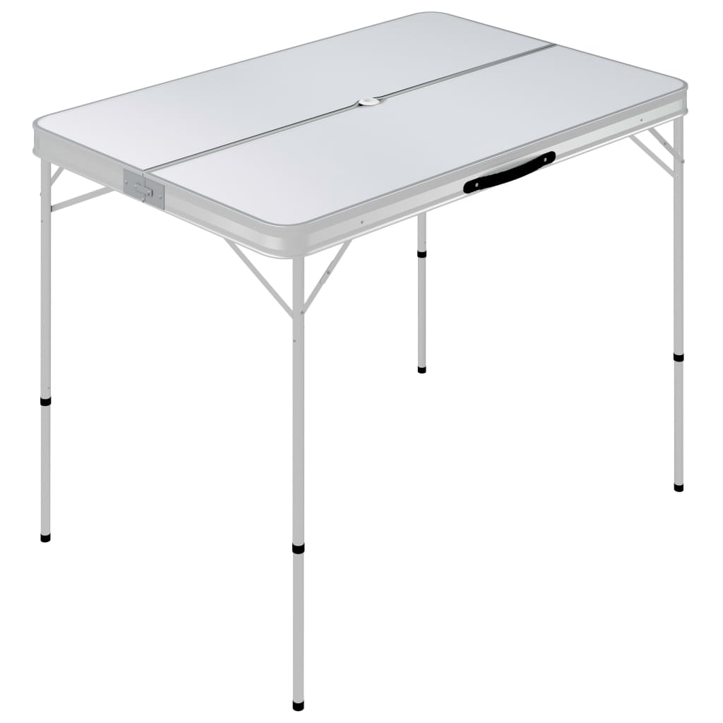 vidaXL 折りたたみキャンプテーブル ベンチ2点付き アルミ製 ホワイト
