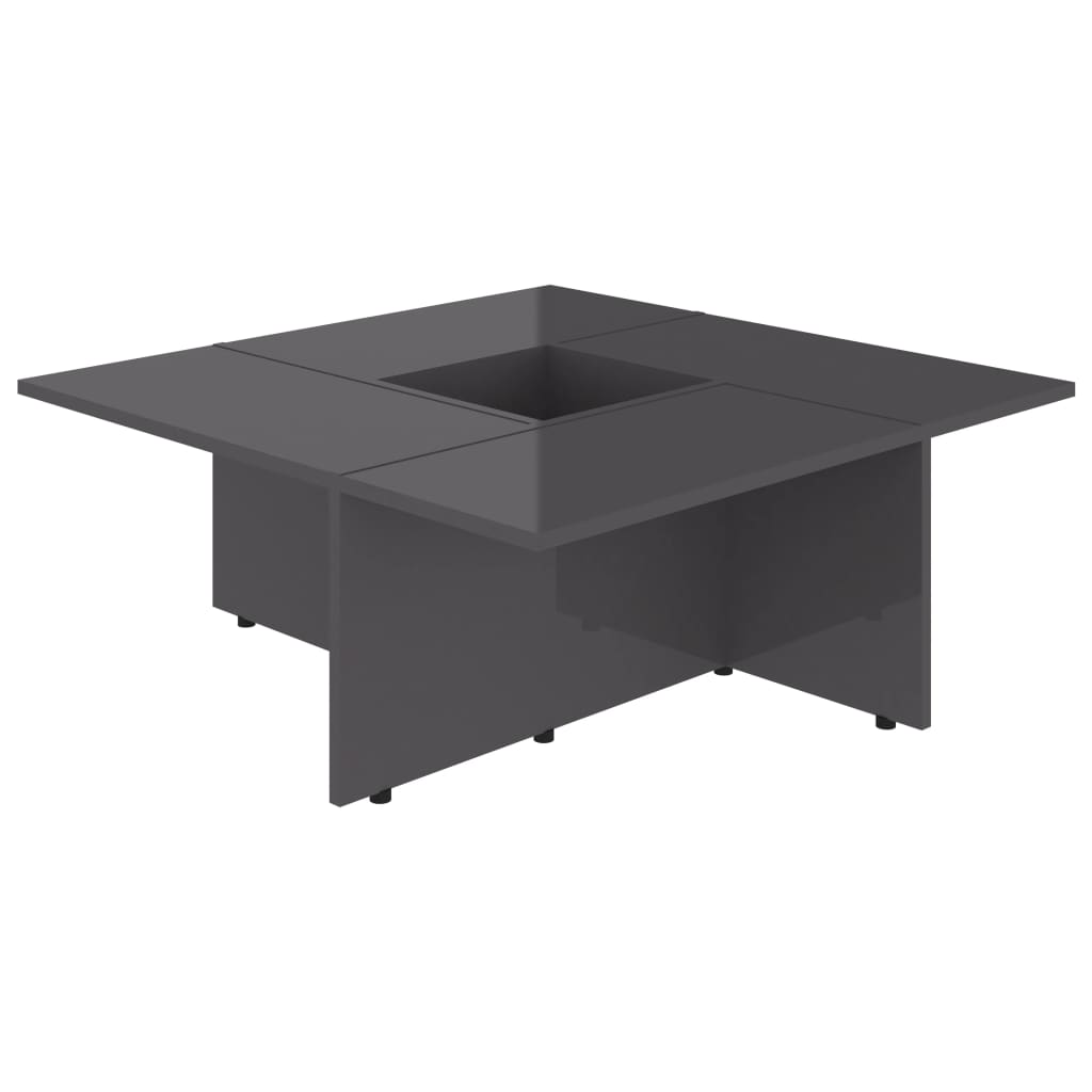 vidaXL コーヒーテーブル ハイグロスグレー 79.5x79.5x30cm パーティクルボード