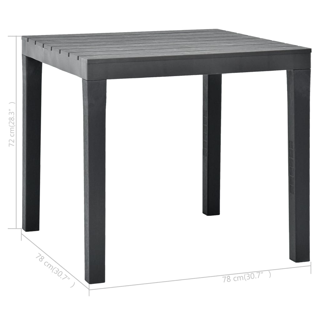 vidaXL ガーデンテーブル 78x78x72cm プラスチック製 アントラシート