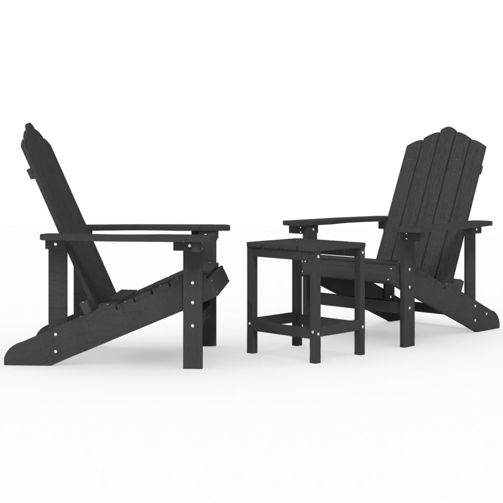 vidaXL ガーデンアディロンダックチェア テーブル付き 高密度ポリエチレン アントラシート | vidaXL.jp