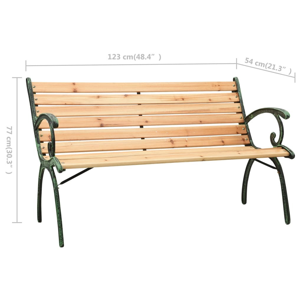 vidaXL ガーデンベンチ 123cm 鋳鉄＆モミ無垢材
