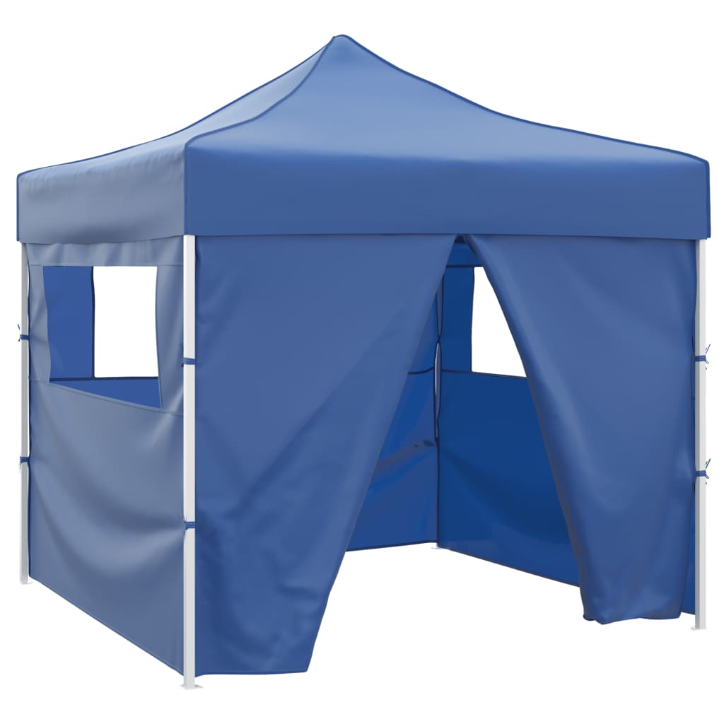 vidaXL 折りたたみ式テント ブルー 3x3m サイドウォール4枚