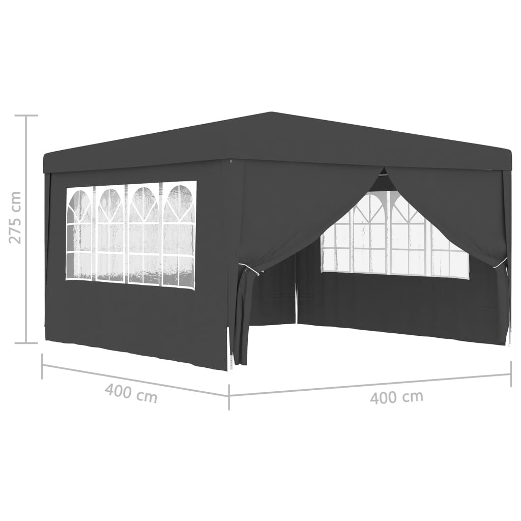 vidaXL プロ仕様 パーティーテント 側壁付き 4x4m アントラシート 90g/m²