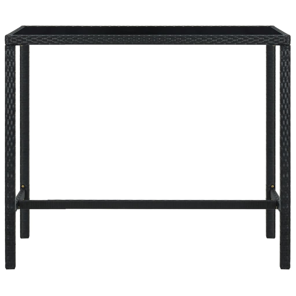 vidaXL ガーデンバーテーブル ブラック 130x60x110cm ポリラタン＆ガラス製