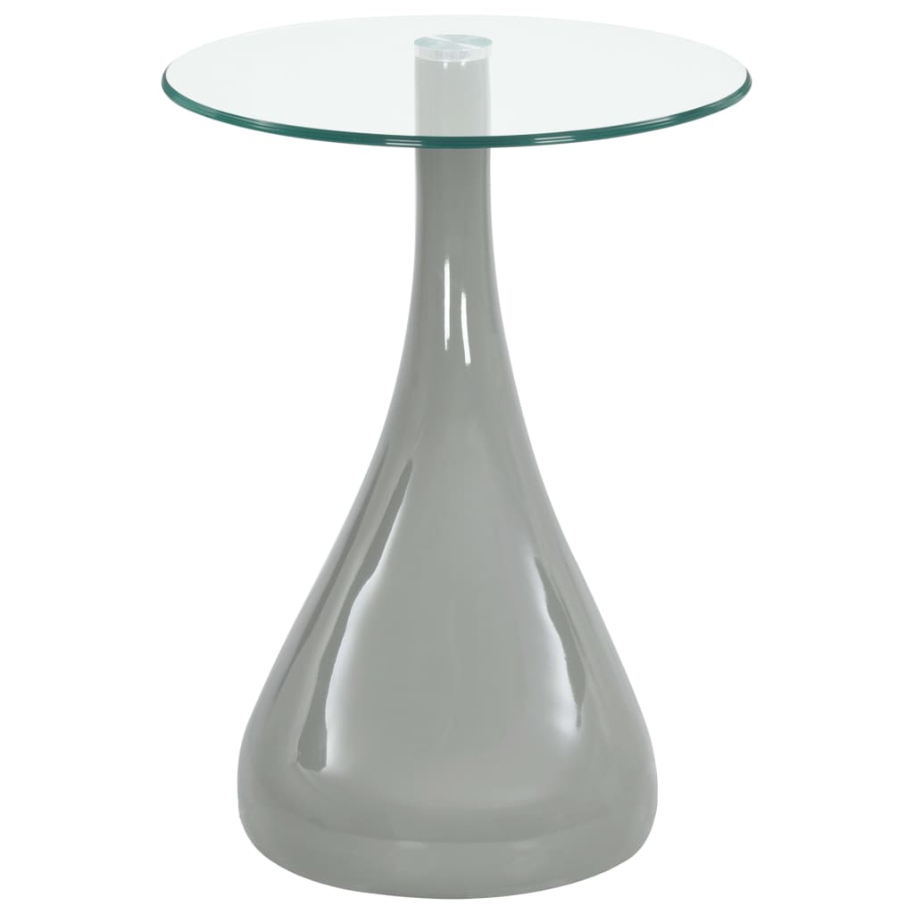 vidaXL コーヒーテーブル 2点 丸型ガラストップ付き ハイグロスグレー