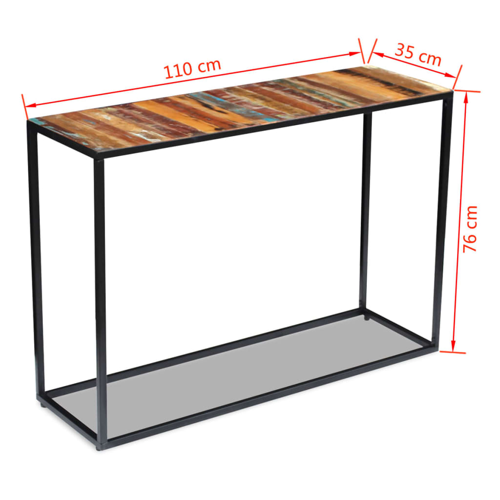 vidaXL コンソールテーブル 無垢の再生木材 110x35x76cm