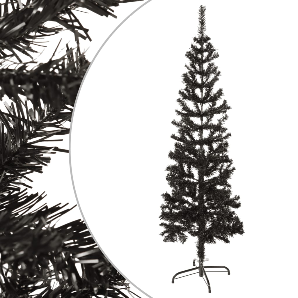 vidaXL スリム型 クリスマスツリー 150cm ブラック