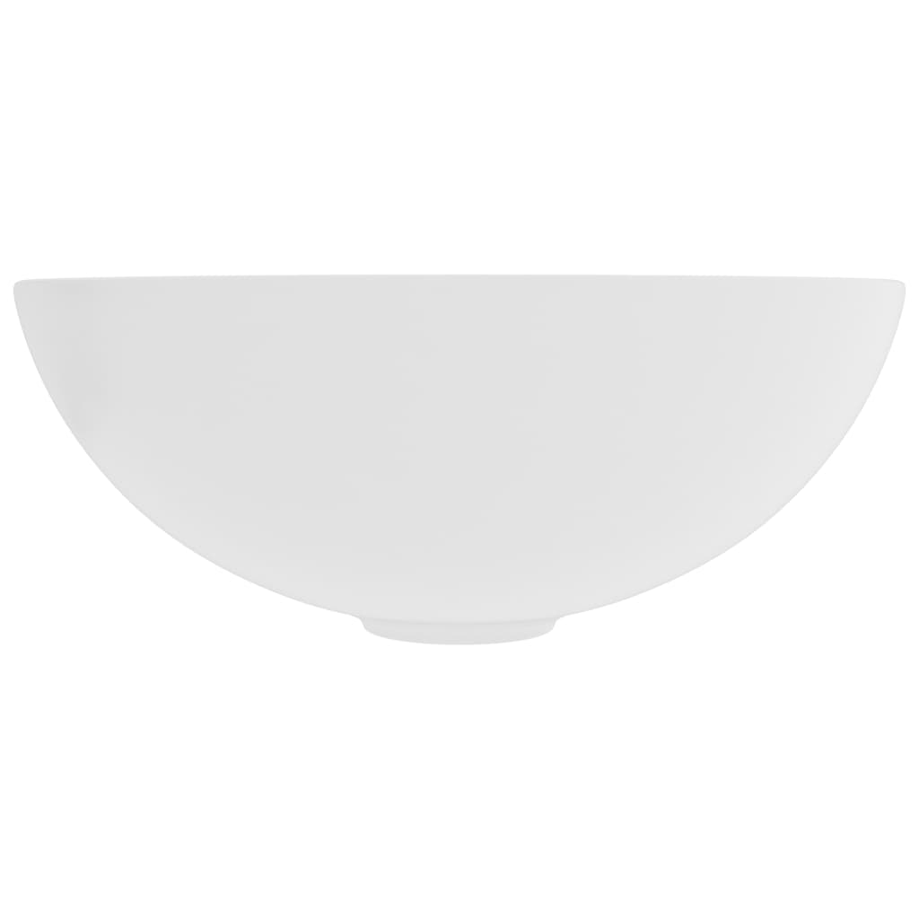 vidaXL バスルーム用 洗面ボウル セラミック製 マットホワイト 丸型