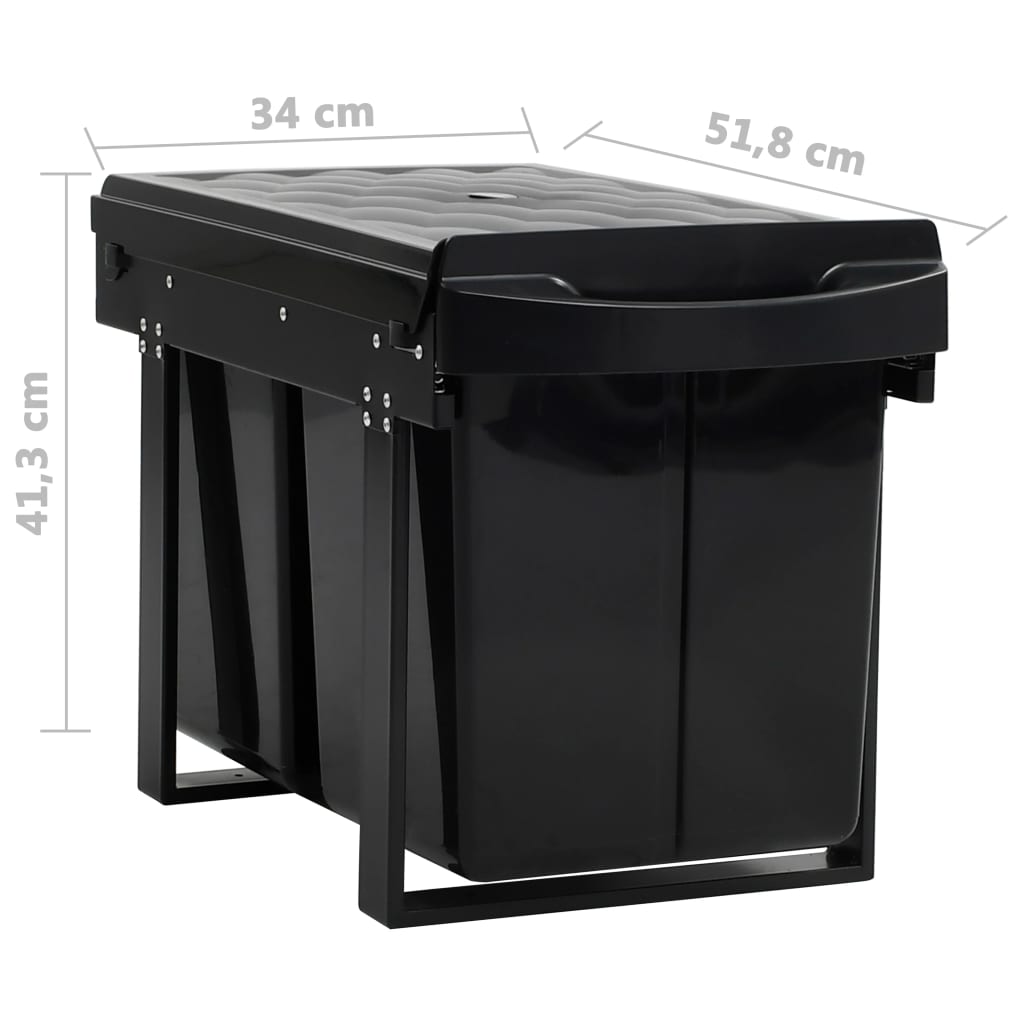 vidaXL キッチン食器棚引き出し式 リサイクルごみ箱 ソフトクローズ 48 L