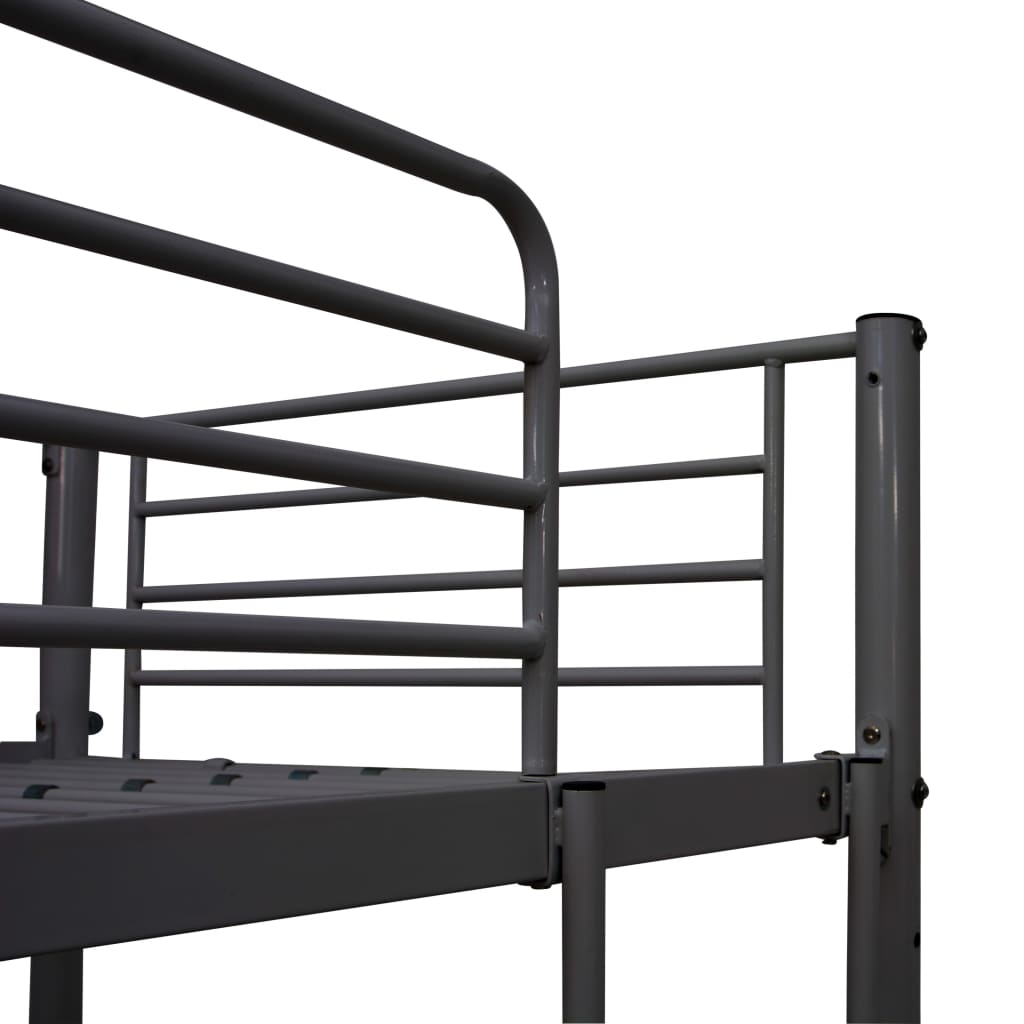 vidaXL 二段ベッド テーブルフレーム付 ブラック 金属製 90 x 200 cm