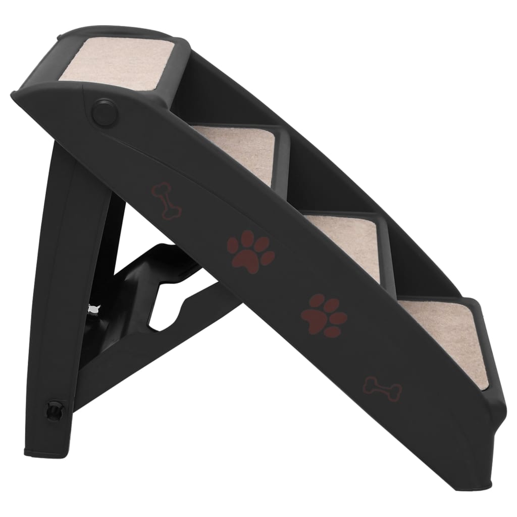 vidaXL 折りたたみ式 犬用階段 ブラック 62x40x49.5cm