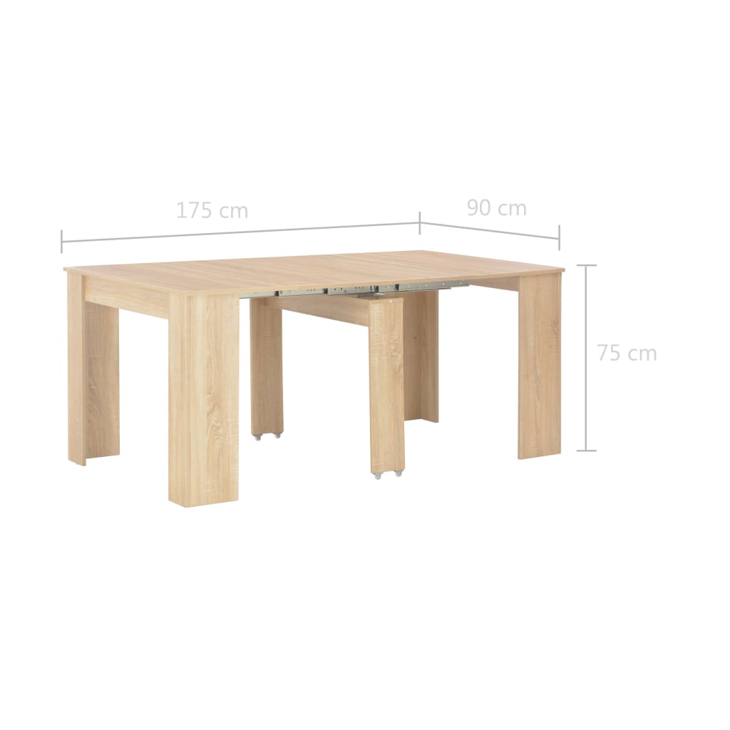 vidaXL 伸長式ダイニングテーブル ソノマオーク 175x90x75 cm