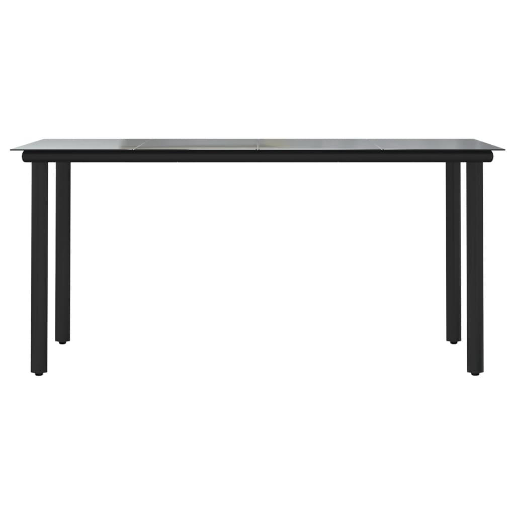 vidaXL ガーデンダイニングテーブル 160x80x74 cm スチール＆強化ガラス製 ブラック