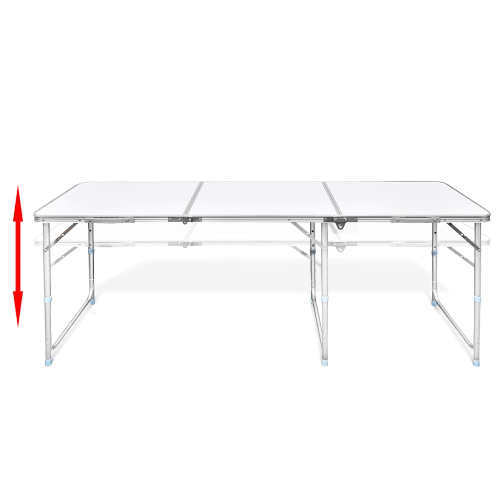 vidaXL 折りたたみキャンプテーブル 高さ調節可能 アルミ製 180 x 60 cm