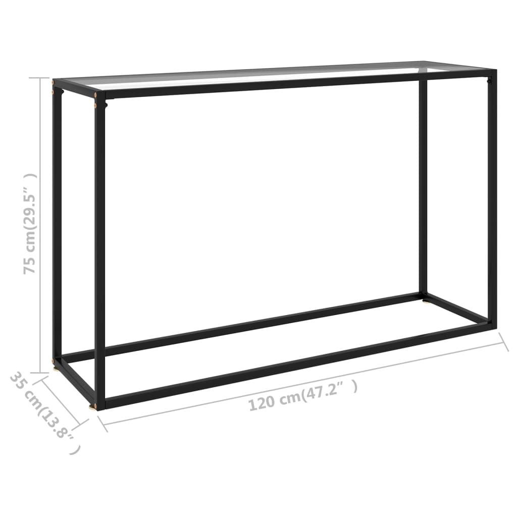 vidaXL コンソールテーブル 透明 120x35x75cm 強化ガラス製