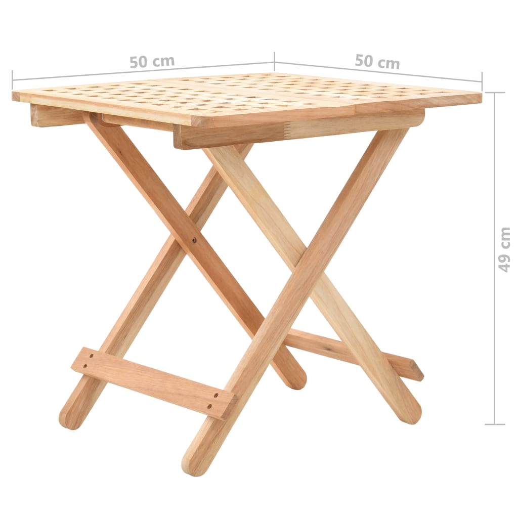 vidaXL 折りたたみサイドテーブル ウォールナット無垢材 50x50x49cm
