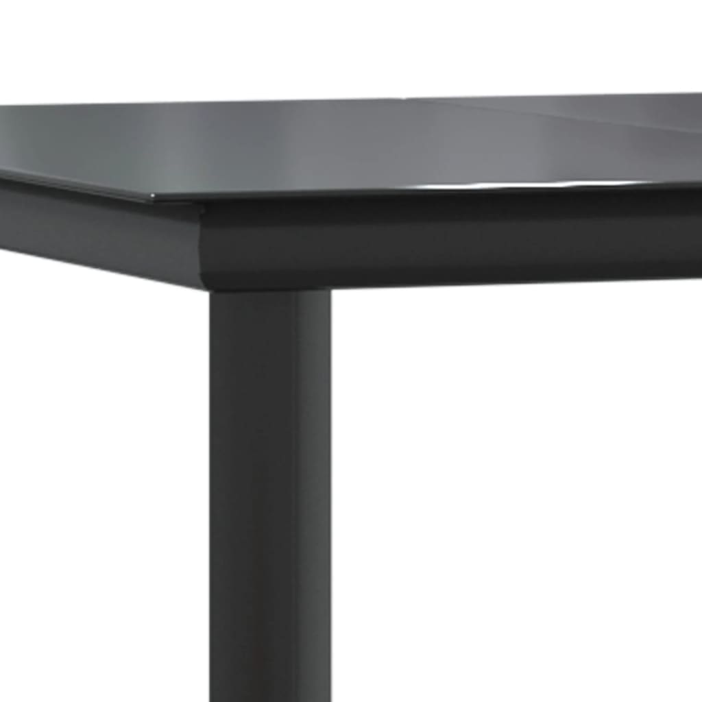vidaXL ガーデンダイニングテーブル 160x80x74 cm スチール＆強化ガラス製 ブラック