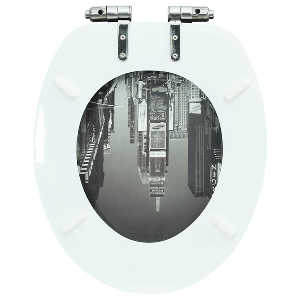 vidaXL トイレ便座 ソフトクローズ式ふた シンプル設計 MDF製 ニューヨークデザイン