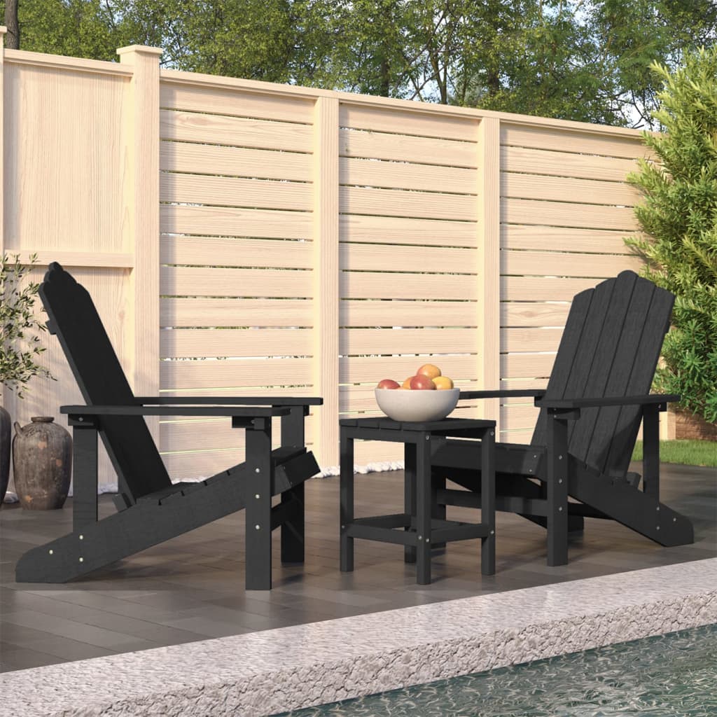 vidaXL ガーデンアディロンダックチェア テーブル付き 高密度ポリエチレン アントラシート