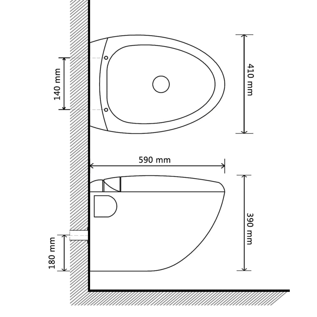 vidaXL 新しい壁掛けトイレ ブラック 卵型デザイン
