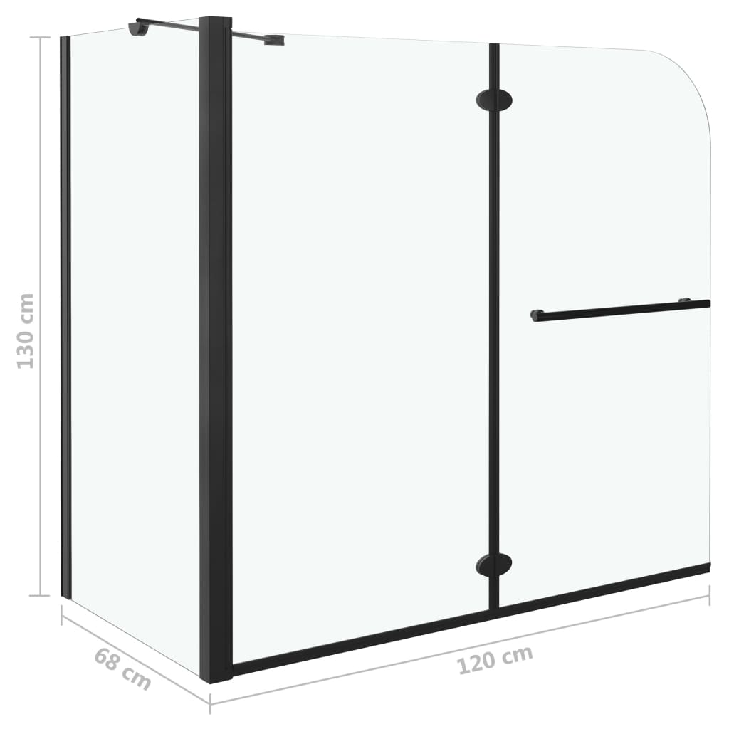 vidaXL 二つ折りシャワールーム ESG 120x68x130 cm ブラック