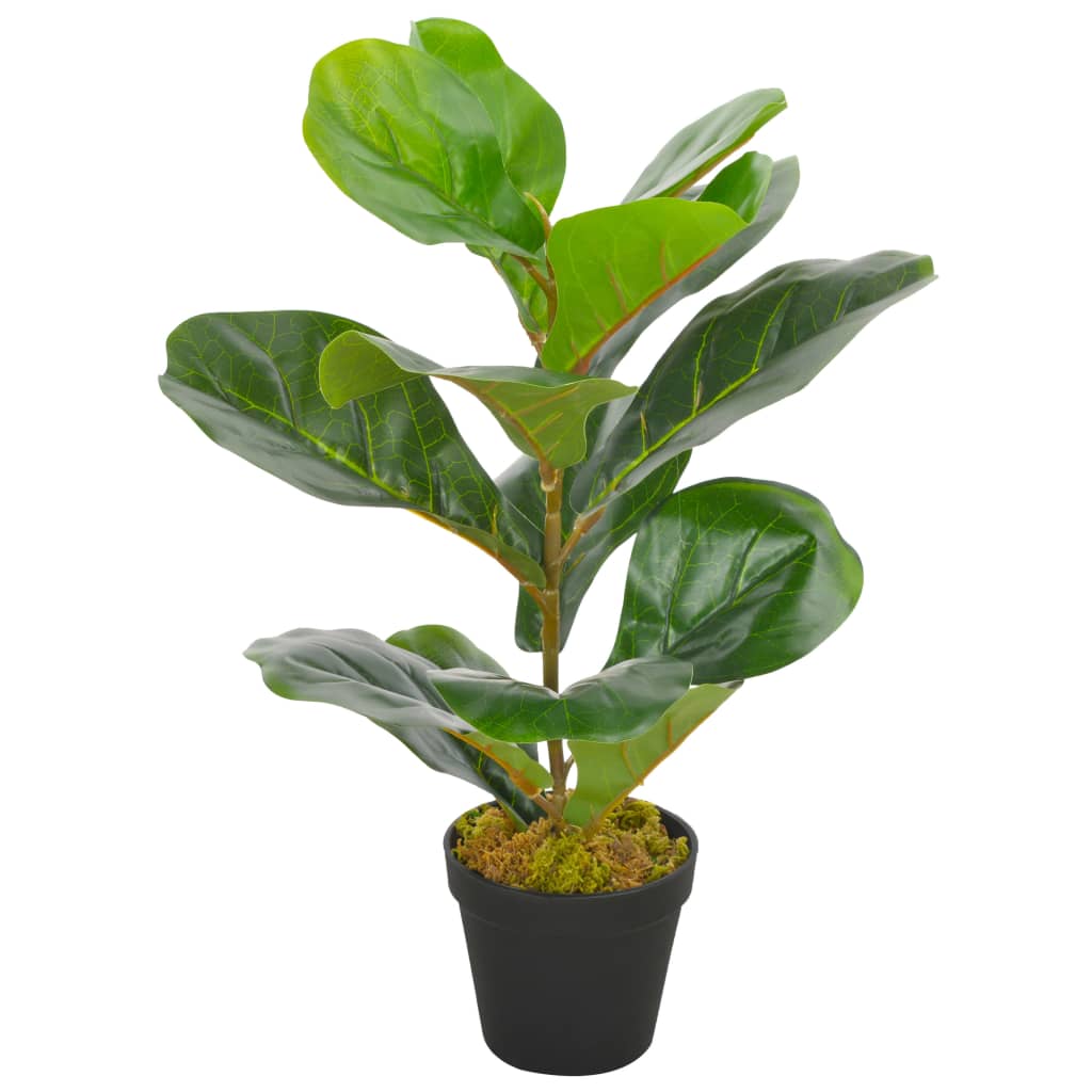 vidaXL 人工観葉植物 カシワバゴムの木 ポット付き 45cm グリーン