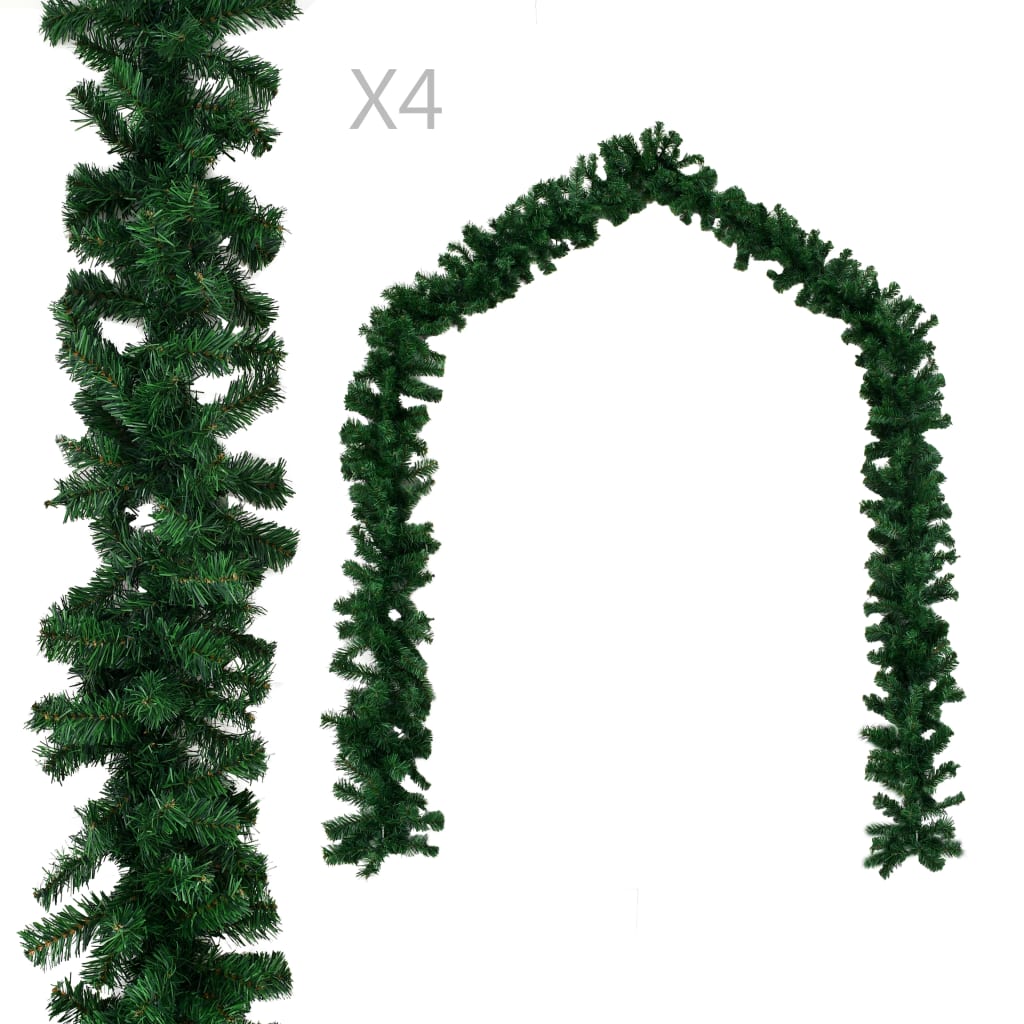 vidaXL クリスマスリース 4点 グリーン 270cm PVC製