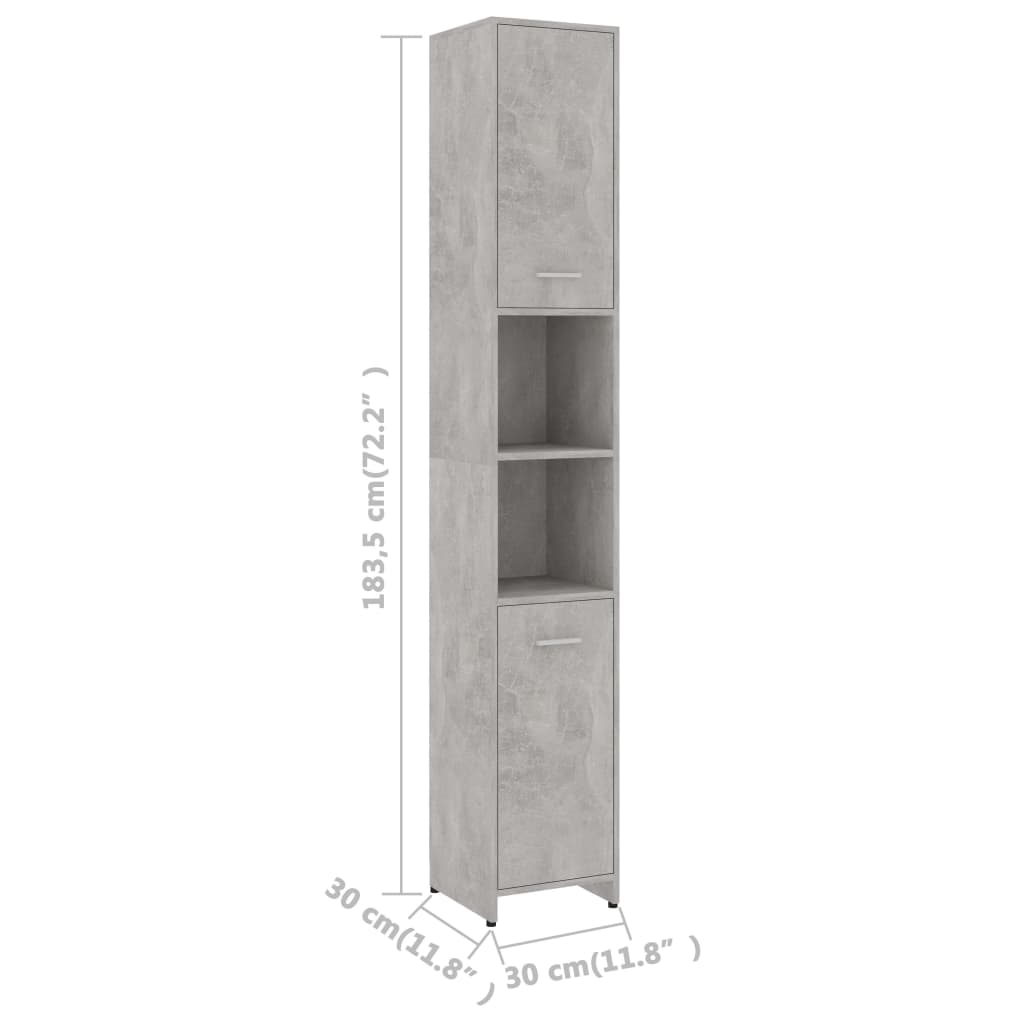 vidaXL バスルーム家具セット 3点 コンクリートグレー エンジニアリングウッド (802583+802601)
