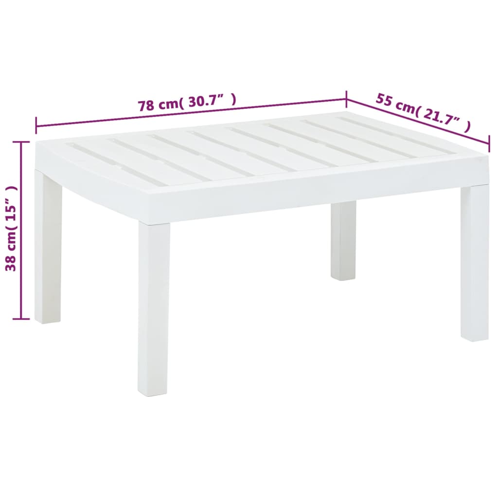 vidaXL ガーデンテーブル 78x55x38cm プラスチック製 ホワイト