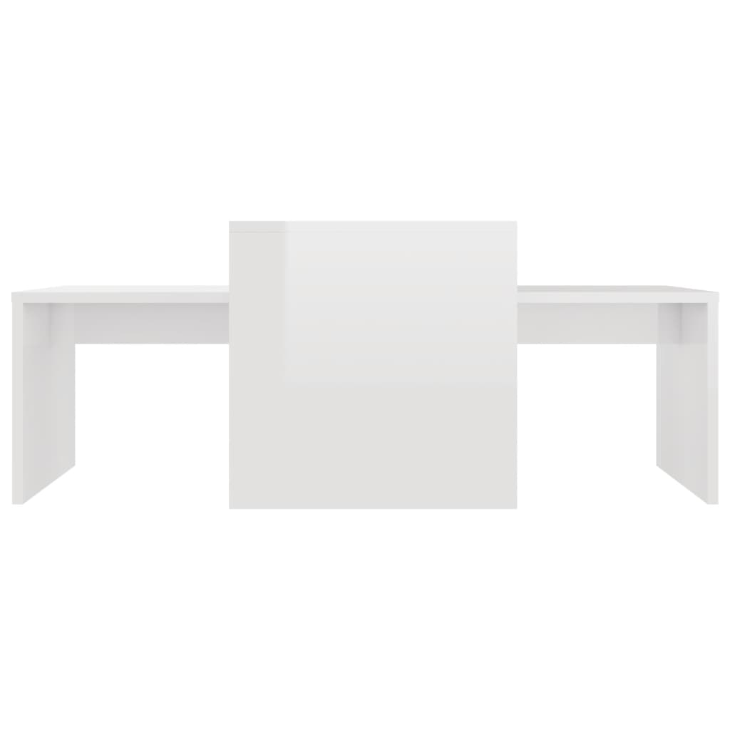 vidaXL コーヒーテーブルセット ハイグロスホワイト 100x48x40cm パーティクルボード