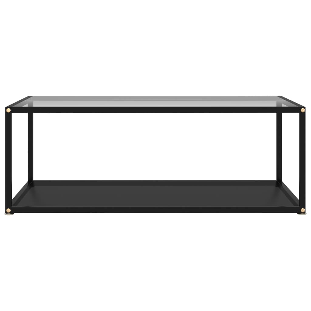 vidaXL コーヒーテーブル 透明＆ブラック 100x50x35cm 強化ガラス製