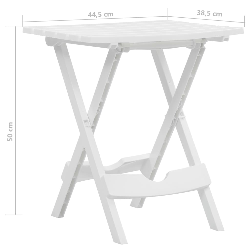 vidaXL 折りたたみガーデンテーブル ホワイト 44.5x38.5x50 cm