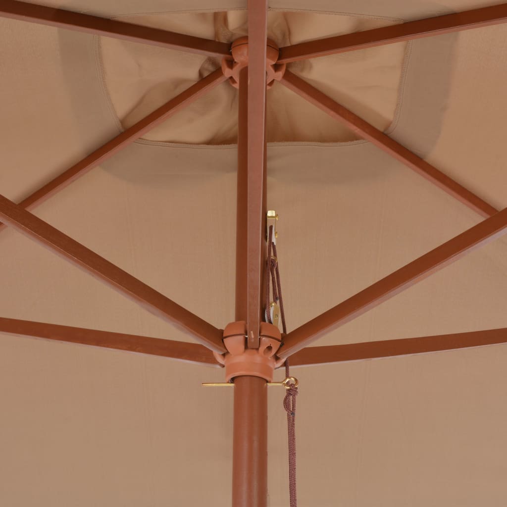 vidaXL 屋外用パラソル 木製ポール付き 200x300 cm トープ (灰褐色)